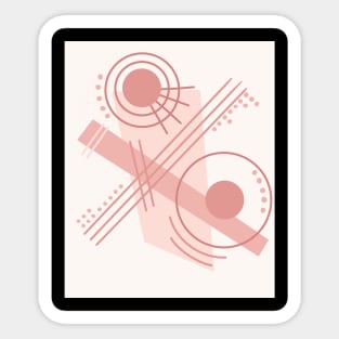 Abstract Lines and Shapes Overlaid on Top of a Cream Color Background Sticker